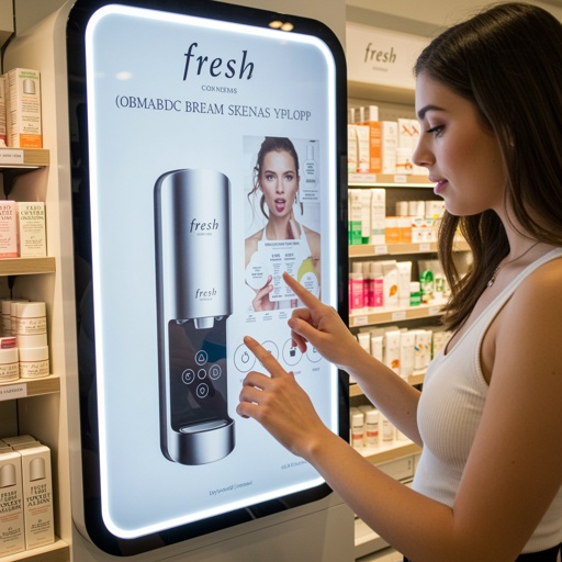 A,Cosmetic,Cream,Dispenser,Inserted,Into,A,Cosmetic,Display,Cabinet promesse